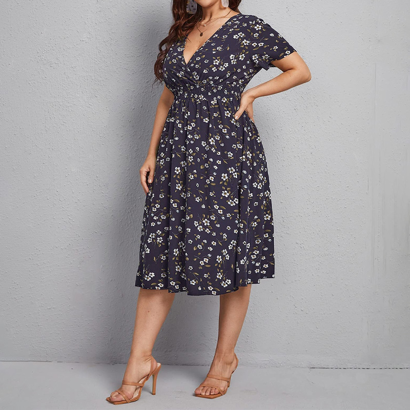 Romper Floral Print - Sukienka damska plus size, sukienka w