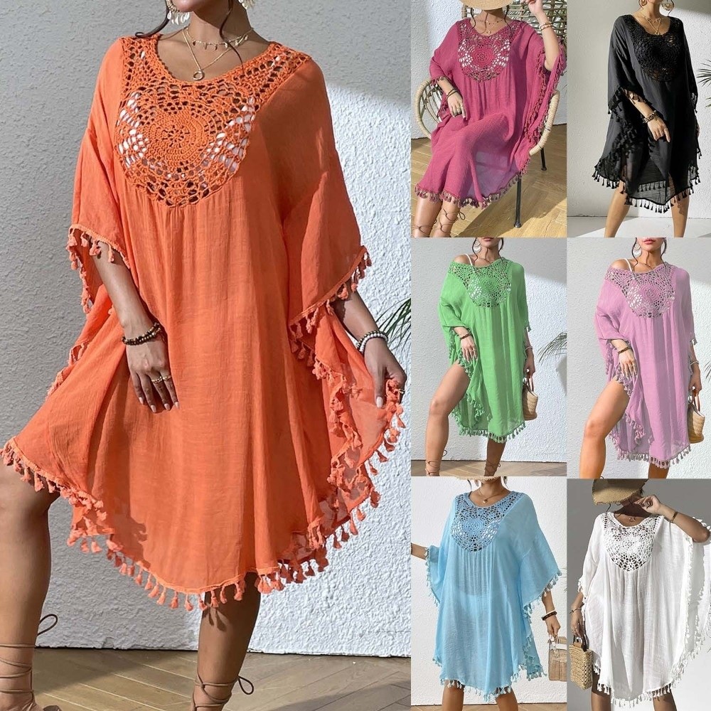 Cover Up Kaftan - Kwadratowy Dekolt Letnia Ochrona Przed Słońcem