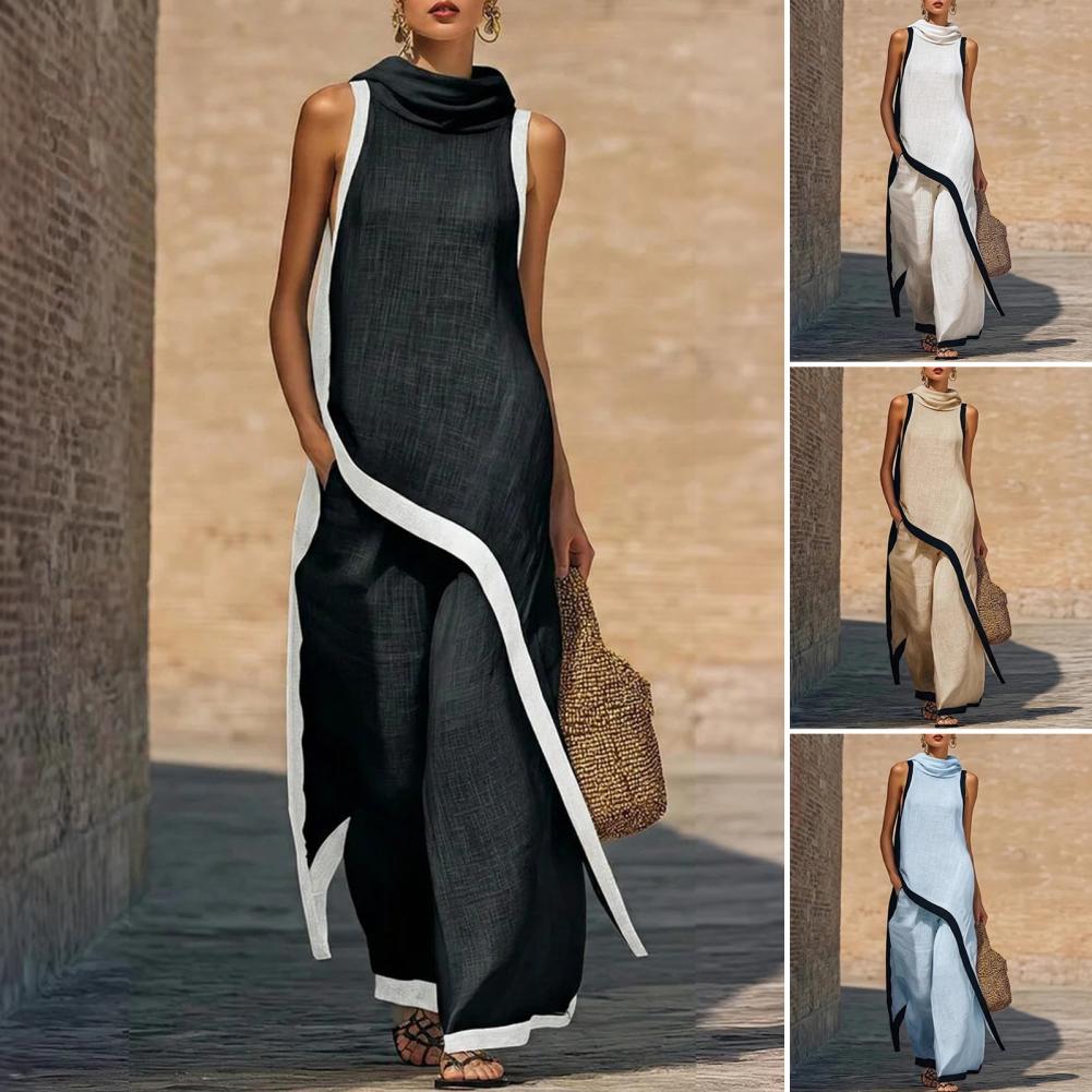 Damski dwuczęściowy komplet z  – Linen Pant Wide recenzja i cena