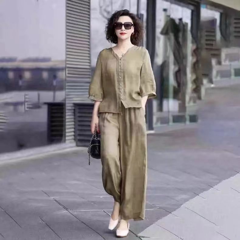 łniany i lniany zestaw damski  – Linen Pant Wide recenzja i cena
