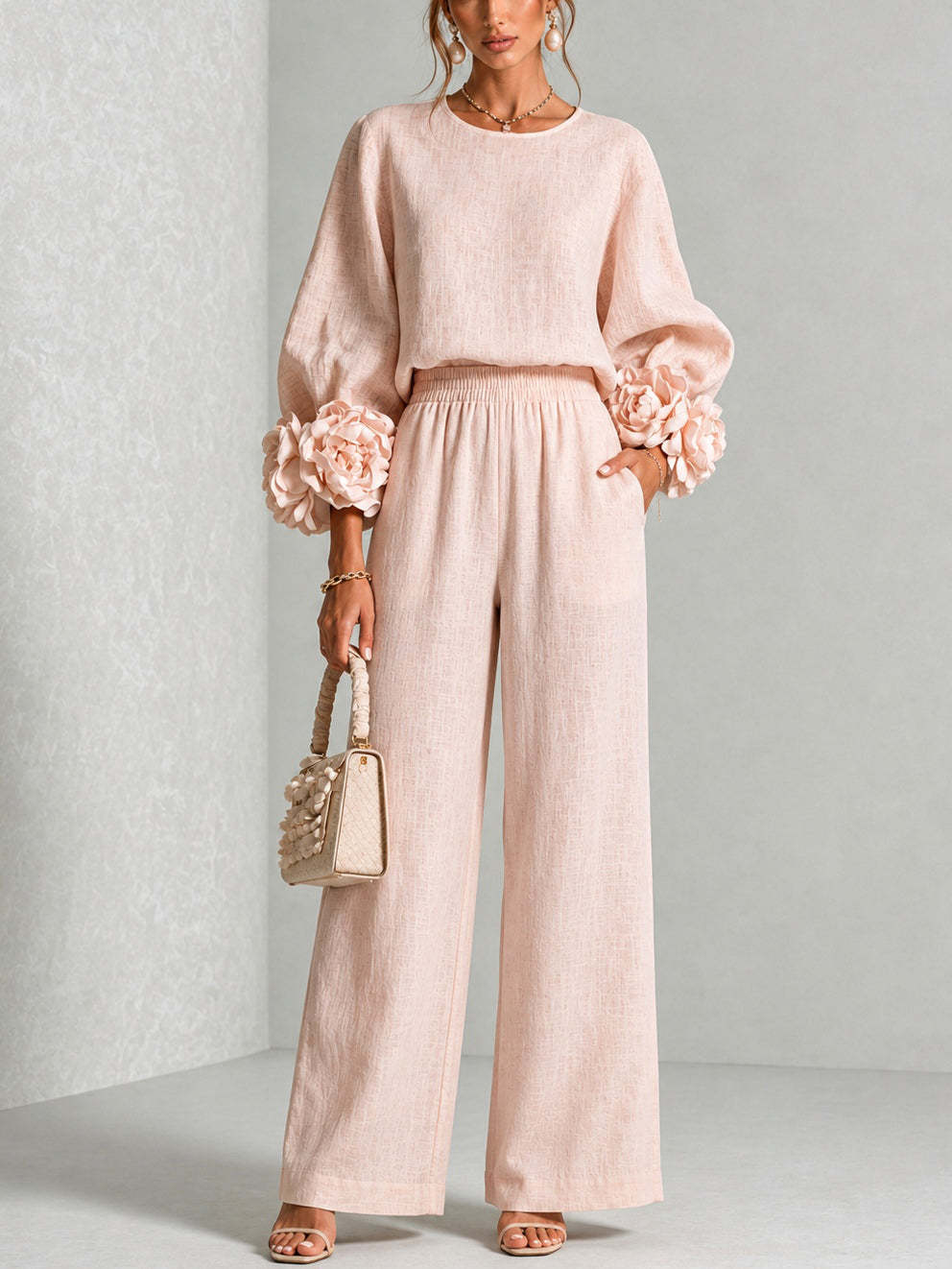 Damski dwuczęściowy zestaw z l – Linen Pant Wide recenzja i cena